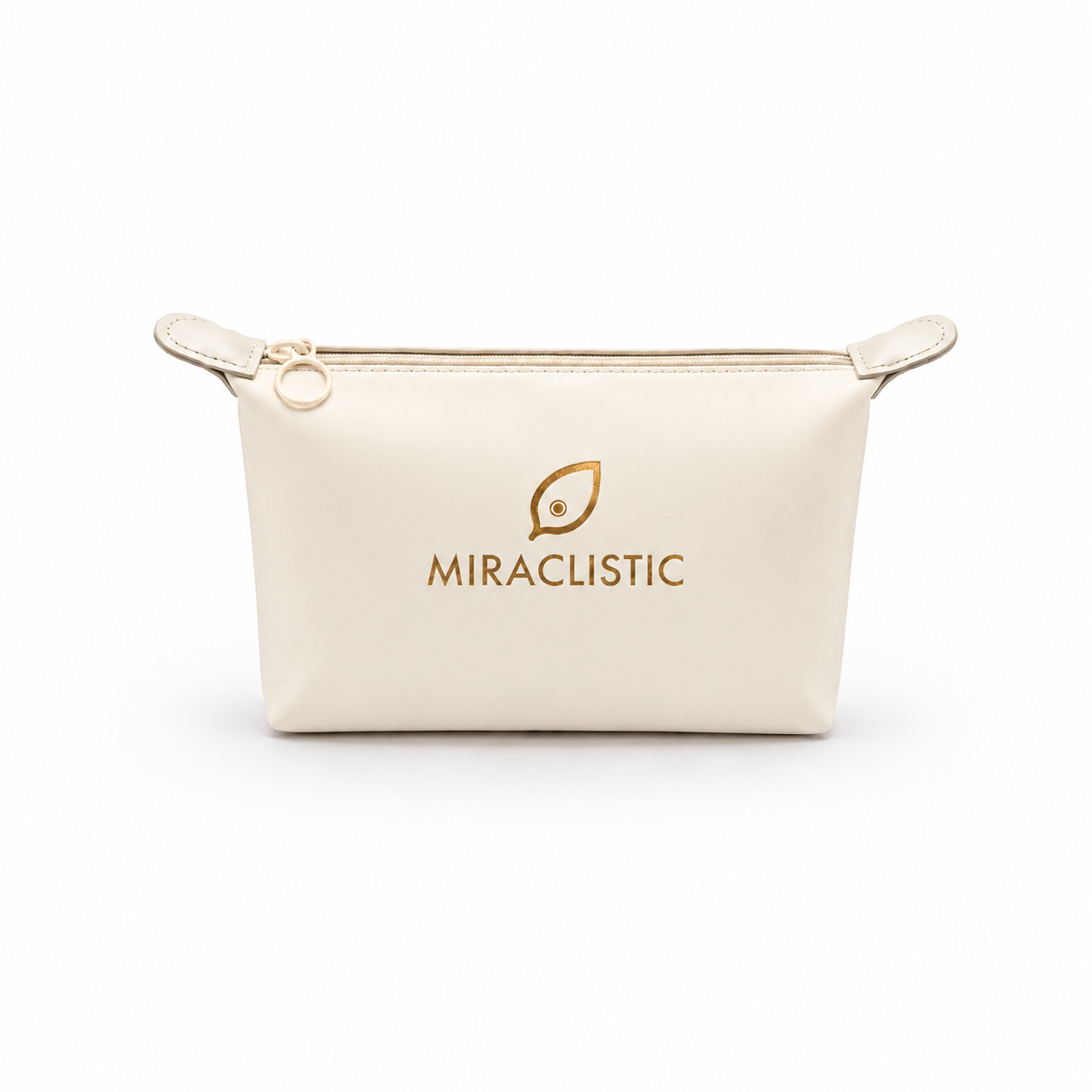 MIRACLISTIC ivory cream female essential kit pouch on a white background