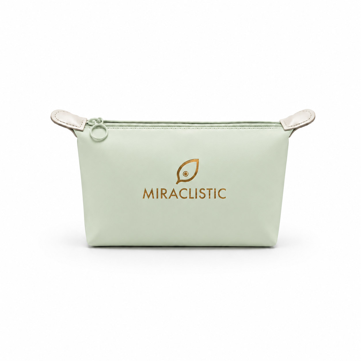 MIRACLISTIC sage green female essential kit pouch on a white background