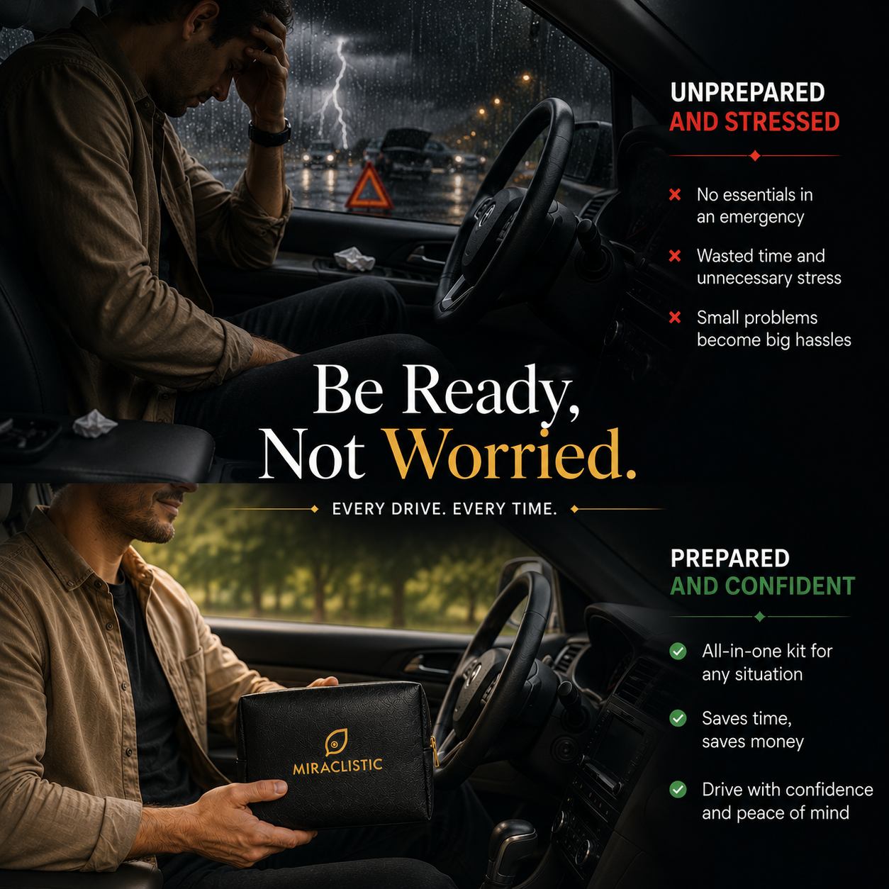 Miraclistic Personal Car Essential Kit helping drivers stay prepared and confident with essential supplies for everyday driving and emergencies