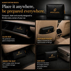 Miraclistic Personal Car Essential Kit stored in the glove box seat back pocket under the seat and car boot for convenient access