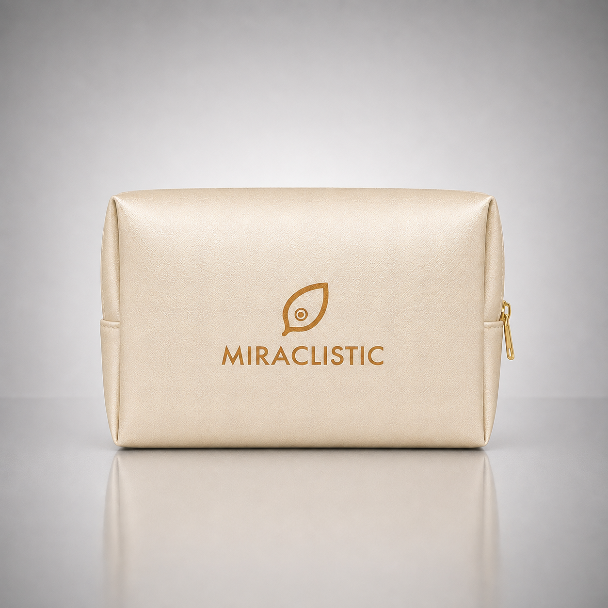 MIRACLISTIC light golden personal car essential kit pouch on a grey background