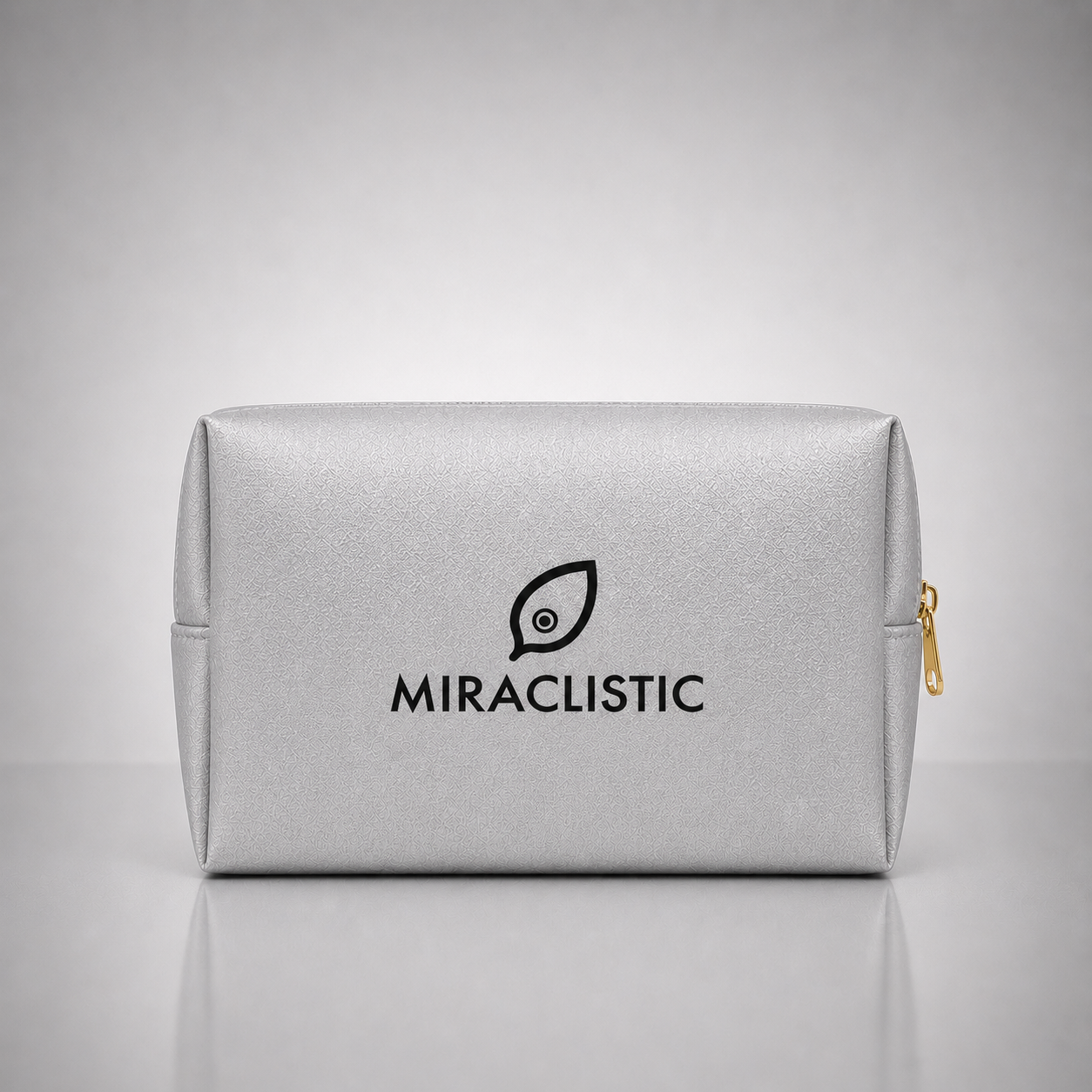 MIRACLISTIC silver grey personal car essential kit pouch on a grey background