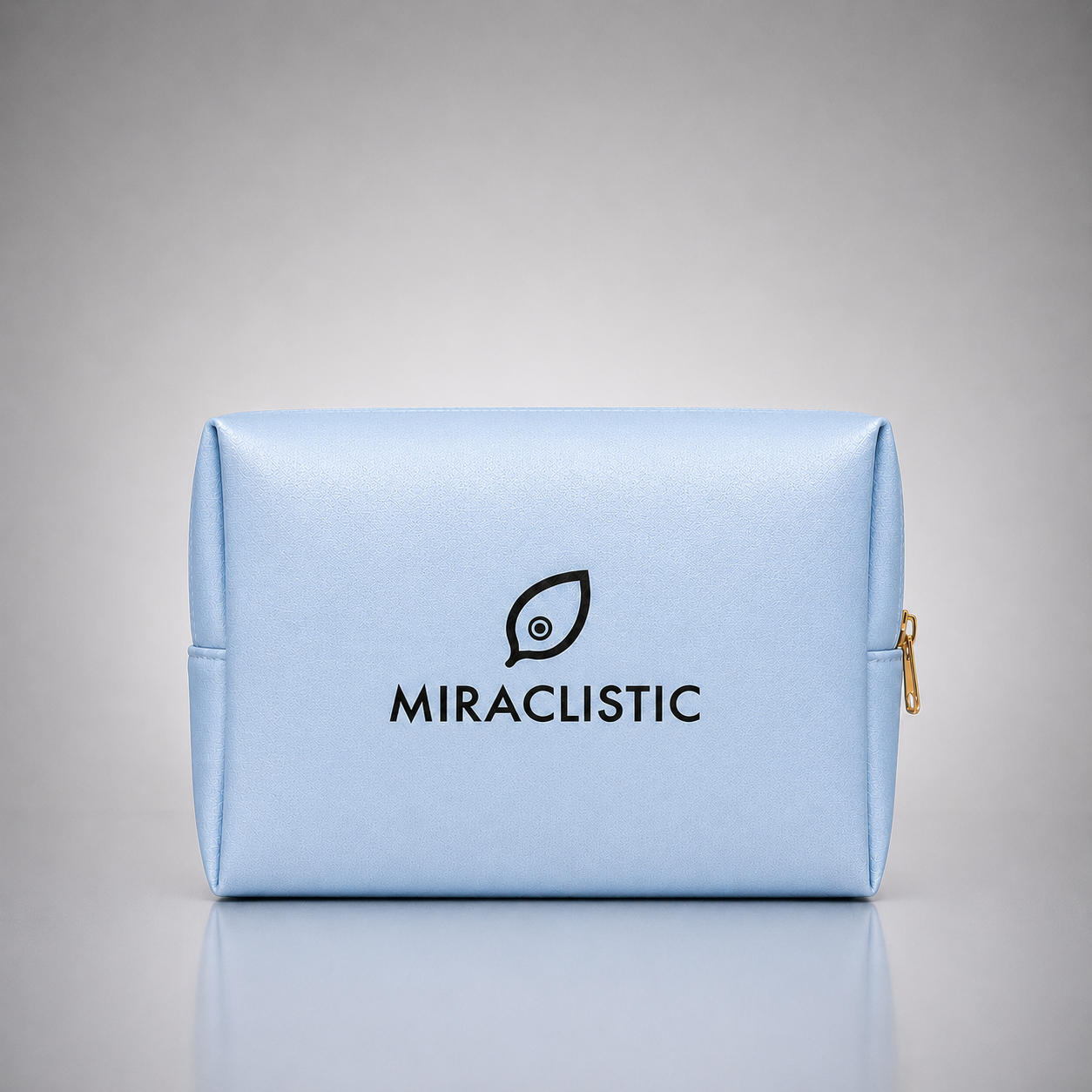 MIRACLISTIC sky blue personal car essential kit pouch on a grey background